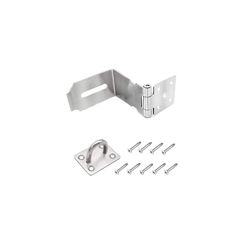 Csparkv - 5 Inch 2Pcs Stainless Steel Door Latch, Thickened Padlock Buckle, Padlock Door Hasp 90° Clasp, Right Angle Safety Lock, Security Device