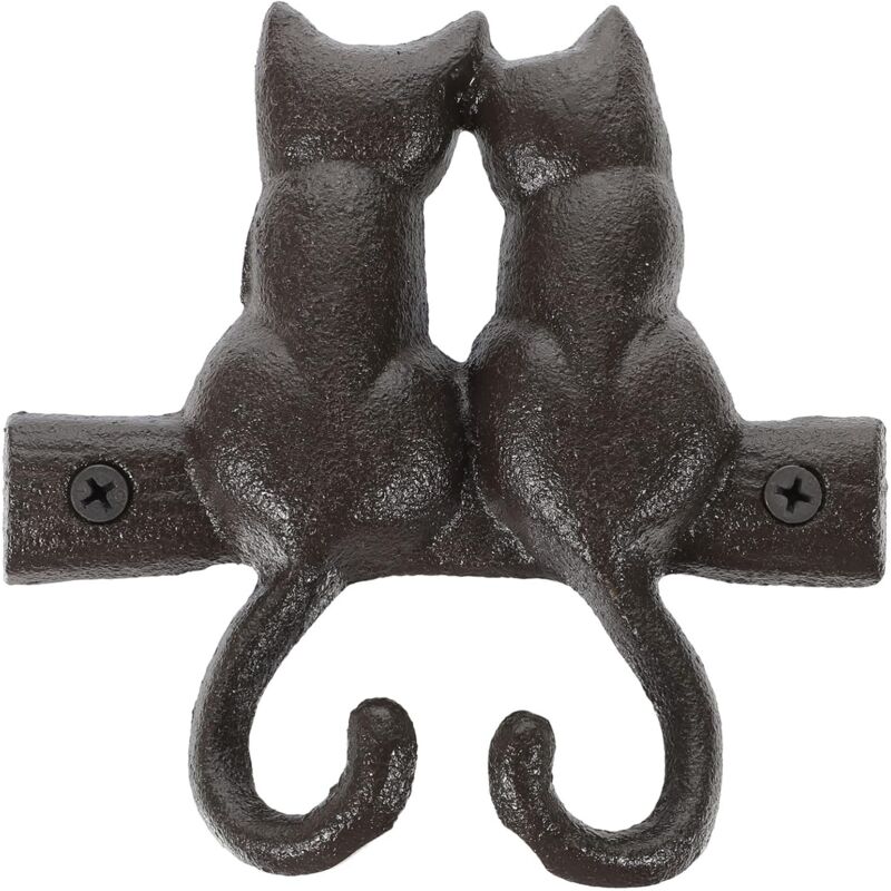 Csparkv - 5 Pc Cast Iron Hook Animal Wall Hook Wall Mount Bedroom Wall Coat Hooks Vintage Rustic Wall Hook Bedroom Wall Rack Coat Hook Cat Wooden