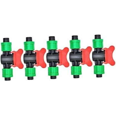 CSPARKV 5 Pièces Valve Verte 16mm Tuyau d'arrosage Raccord cannelé 1/2 soupapes durite Lien Goutte à Goutte Valve Droite à Double Bouton Extérieur goutteur Vanne Droite Changer Accessoires