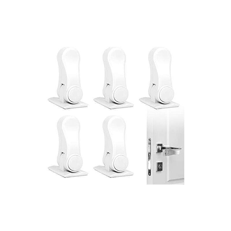 Csparkv - 5 piezas de cerradura de seguridad para bebés y niños, cerradura adhesiva de seguridad para manija de puerta, cerradura de seguridad, tope