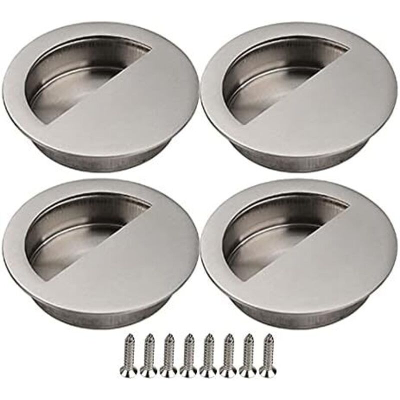 CSPARKV 50mm Porte Coulissante Porte Coulissante Placard Poignée Encastrée Poignée de Meuble avec Vis Porte Coulissante Armoire Argent