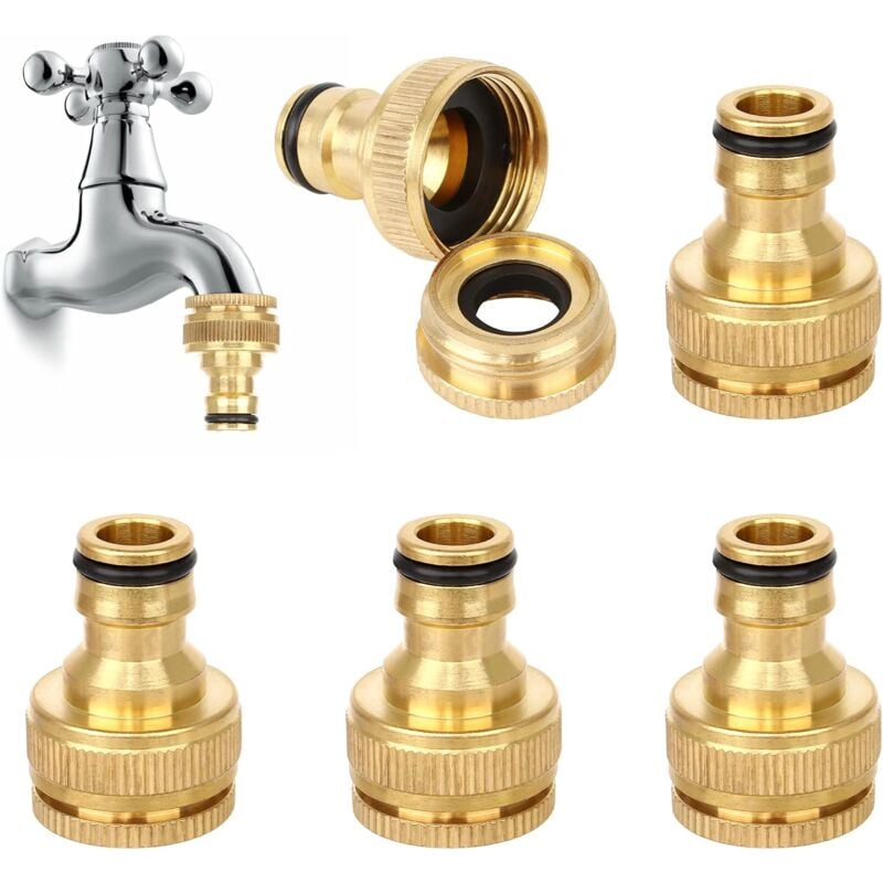 CSPARKV 5PCS Raccord Tuyau d'arrosage en Laiton, Connecteur Robinet Tuyau de Jardin Raccord Robinet Tuyau Arrosage Laiton Connecteur de Robinet