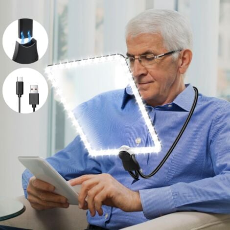 CSPARKV 5X Grande Loupe de Lecture avec Lumière, Rechargeable Lampe Loupe Mains Libres avec Col de Cygne Flexible, 24x17cm Lentille Ultra Claire, Parfaite pour la Lecture, Réparations, Couture