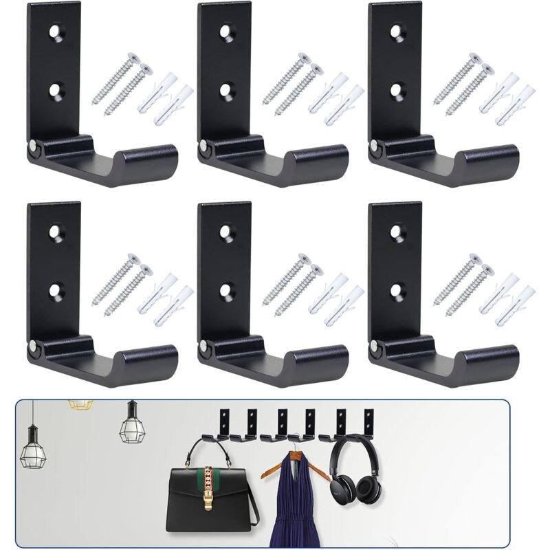 Csparkv - 6 Pack Foldable Wall Hooks Aluminum Alloy, Invisible Coat Hook, 90° Foldable Coat Hooks with Screws, for Kitchen, Bathroom and Bedroom