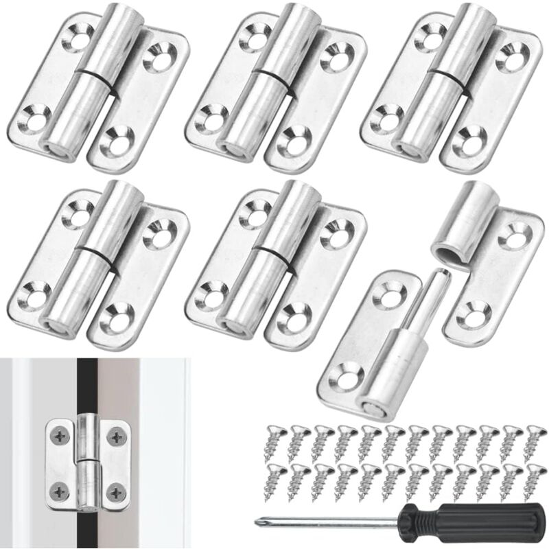 Csparkv - 6 Pcs Left Removable Door Hinges Stainless Steel Detachable Hinges Cabinet Door Hinges with 24 Screws and Screwdriver for diy Jewelry Box