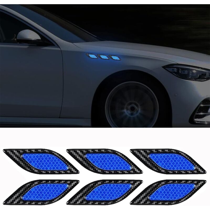 Csparkv - 6 pièces Autocollants réfléchissants pour ailes voiture,Autocollant d'avertissement réfléchissant,bande réfléchissante