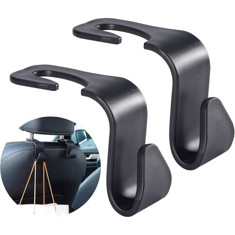 6 Pieces Car Hook, Back Seat Headrest, Multifunctional and Sturdy Storage Hooks (Black) - Csparkv