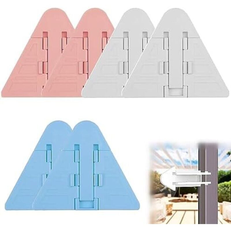 Csparkv - 6 piezas de cerradura de puerta corrediza, cerradura de seguridad para ventanas para niños, cerradura de seguridad autoadhesiva para niños,