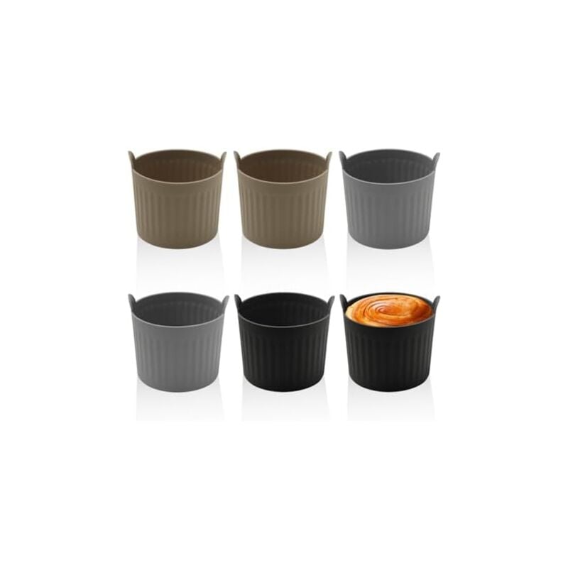 Csparkv - 6.5x6.6cm Lot de 6 gobelets à plateaux, moules à muffins, gobelets à gâteau en silicone, friteuse à air chaud, moules à œufs d'eau, outils