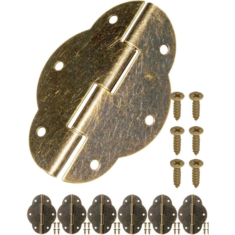 Csparkv - 6pcs Antique Bronze Look Cabinet Door Hinges for Cupboard Trunk Box Retro Style 56 x 42mm