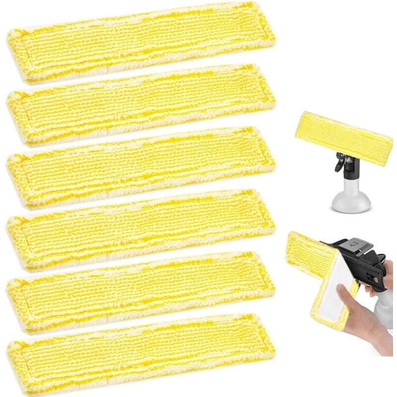 6PCS Bonnettes pour Nettoyeur Vapeur Tampons de Nettoyage en Microfibre Housse de Nettoyage de Rechange Mop Remplacement des Tampons Compatible avec