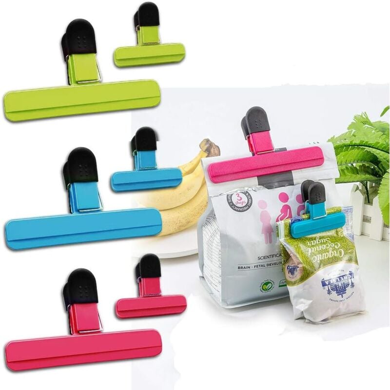 6pcs Chip Clips, Large Chip Bag Clips, Food Clips, Plastic Heavy Duty Airtight Assorted Colors for Coffee Potato and Food Bag - Csparkv