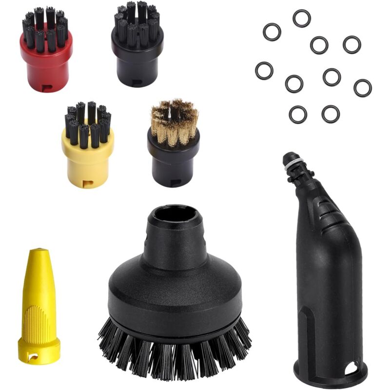 7 Pcs Accessoire Karch- Nettoyeur Vapeur Set, 4 Brosses Karch-er, 1 Rondes Grande und 2 Buse Pièces Détachées, pour Kärch-er SC1 SC2 CTK10 SC3 SC4