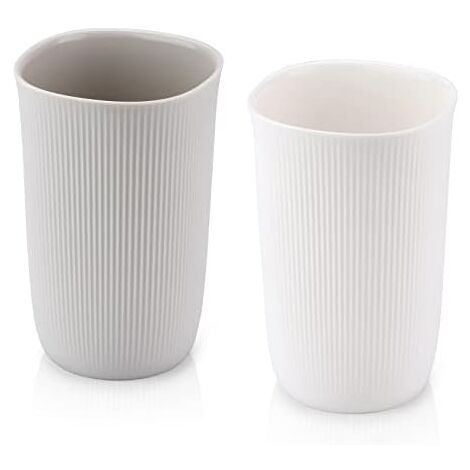 CSPARKV 77.5x77.5x117.4mm Bathroom Tumbler, Toothbrush Holder, Set of 2, Food Grade Plastic, Absolutely Unbreakable (White, Grey)
