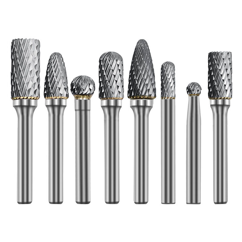 CSPARKV 8 pièces 6mm tige carbure de tungstène Double coupe ensemble de fraises rotatives pour le travail du bois gravure meuleuse sculpture ensemble