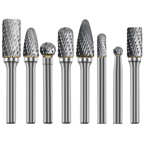 CSPARKV 8 pièces 6mm tige carbure de tungstène Double coupe ensemble de fraises rotatives pour le travail du bois gravure meuleuse sculpture ensemble de fraises
