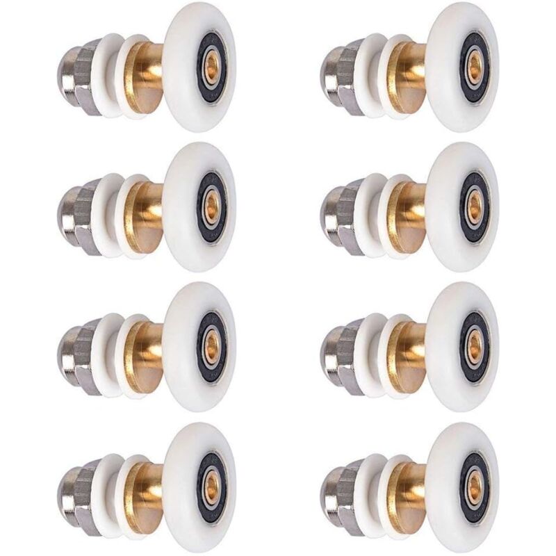 8 piezas Rodillos de ducha de 25 mm, Rodamiento de rodillos para puerta corrediza de ducha para puerta de ducha - Csparkv
