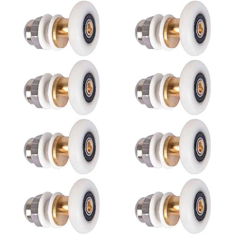 Csparkv - 8 piezas Rodillos de ducha de 25 mm, Rodamiento de rodillos para puerta corrediza de ducha para puerta de ducha