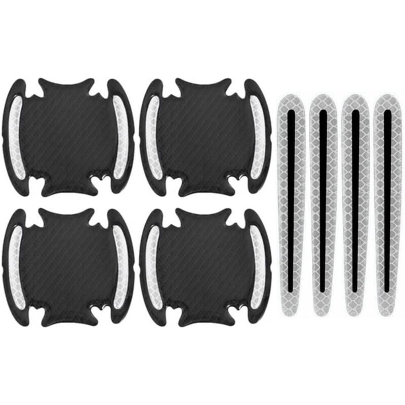 CSPARKV 8Pcs Car Door Handle Reflective Stickers White Anti-Scratch Handle Protection Film Door Cup Bowl Safety Buffer Strips