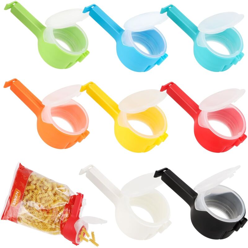 8Pcs Food Sealing Clip, Reusable Plastic Food Bag Sealing Clips with Pour Spout for Bags Snacks Food Nuts Coffee Food - Csparkv