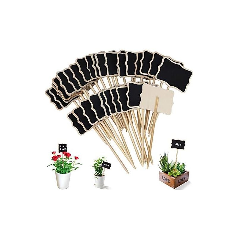 Csparkv - 8x5x12cm Étiquette de Jardin 30 Pieces T-Type Étiquettes Plantes en Boi Imperméable Etiquettes de Plantes en Ardoise pour Jardin Graines