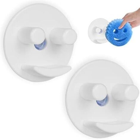 CSPARKV 8x8x3.5cm Porte Éponge Évier Cuisine, Porte-éponge, 2 pcs Porte-éponge Auto-adhésif pour Accessoires De Cuisine, Porte-éponge Salle de Bain avec Installation à Ventouse (Éponges Non Incluses)