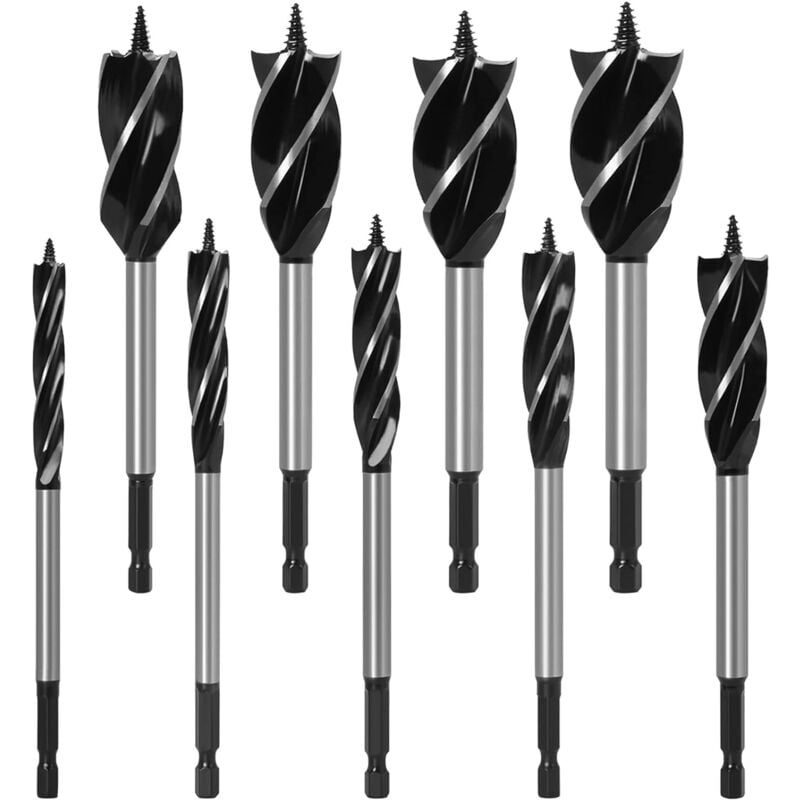 Csparkv - 9 Pièces Professionnel Foret à Bois Professionnel Mèche à Tarière Mèches Hélicoïdale Set pour le Travail du