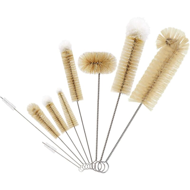 Csparkv - 9pcs Goupillons à Bouteille, 9 Tailles Long Manche Tube Brosses, Tuyau Brosse de Nettoyage, pour Bouteilles de Bière ou de Vin à Col