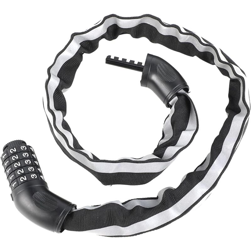 Antivol Vélo - Cadenas Velo - Antivol à Code Pour Vélo - Chaîne Antivol Vélo - Antivol Vélo Haute Sécurité - Avec Bandes Réfléchissantes (Noir)