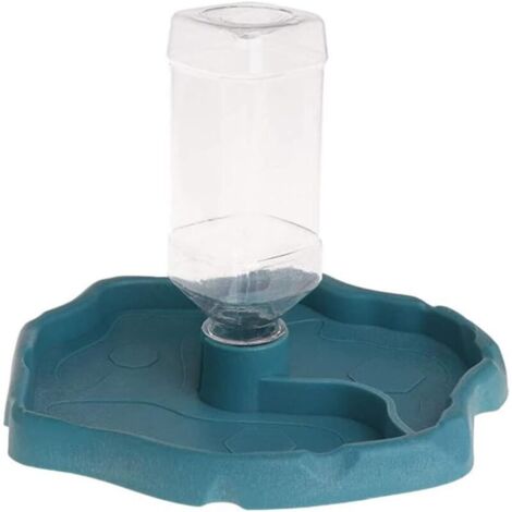 CSPARKV Automatique Reptile Feeder, Reptile Food and Water Dish Bowl, 2 en 1 Dispensateur d'eau de Tortue Tortue, Plat d'eau de Reptile avec Bouteille pour Le lézard Gecko Dragon à Barbe (Bleu)