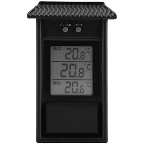CSPARKV Black Digital Thermometer for Outdoor Indoor, Waterproof Wireless Wall Mounted Outdoor Thermometer, -20 to +50°C