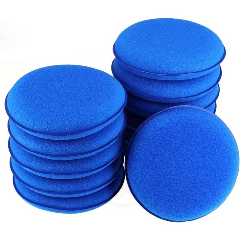 Csparkv - Bleu paquet de 12 tampons de cire en mousse pour voiture tampon applicateur de mousse vernis à peinture pour véhicule 4 pouces de diamètre