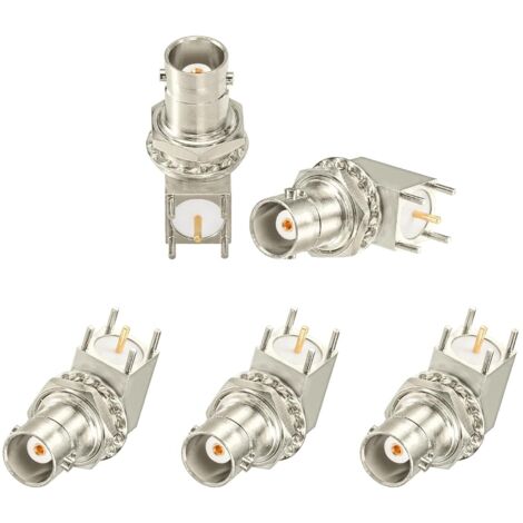 CSPARKV BNC-Stecker, 50 Ohm, BNC-Buchse, Schott-Lötplatte, PCB-Montage, rechtwinkliger Steckverbinder, verlustarmer HF-Koaxialadapter für HF-Anwendung, CCTV-Broadcast-Modul (5 Stück)