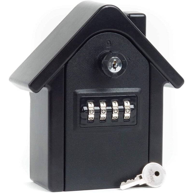 CSPARKV Boite à clés sécurisée forme maison clé secours code coffre fort clef key sage garage, 15x13.5x5.5 cm, noir