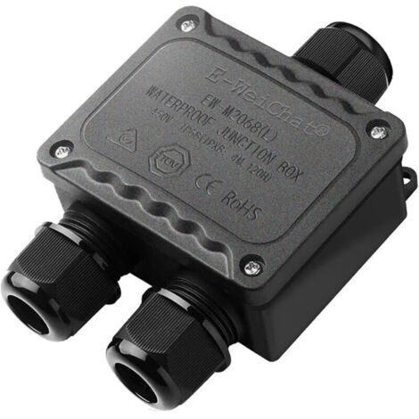 Csparkv – Boîte de dérivation étanche IP68 3 voies – Pour câbles Ø4-Ø14mm – Résistante aux chocs – Installation facile pour extérieur