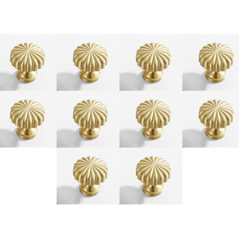 CSPARKV Bouton de Porte Laiton 10 Pièces Vintage Laiton Poignées Boutons de Meuble Boutons Porte de Tiroir Poignée de Meuble Bouton de Meuble Vintage pour Tiroir Armoire Meuble Cuisine de Placard