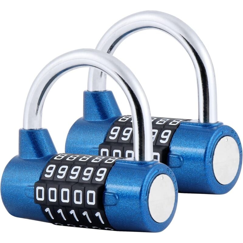 Csparkv - Cadenas à Combinaison à 5 Chiffres, 2 Pcs Cadenas pour Gymnase, Peut être Réinitialisé Serrures à Combinaison pour casier, boîte à outils,