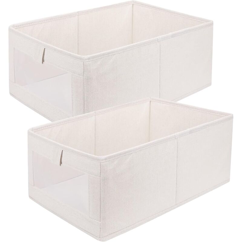 Csparkv - Cajas de almacenamiento para armario con ventana transparente, paquete de 2, para guardarropa, ropa, libros, cosméticos, juguetes (40 x 27