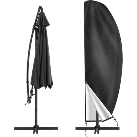 CSPARKV Cantilever Parasol Cover for Parasol Ø 2-4m, 210D Oxford Protective Cover for Parasol with Storage Bag, Waterproof Anti-UV Covers for Garden Beach Balcony Parasols, 26540/70/50CM - Black