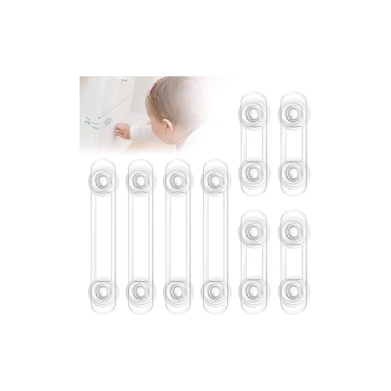 Csparkv - Cerradura de seguridad para puerta de armario para niños, 8 unidades, ajustable, para cocina, cajón de nevera, inodoro