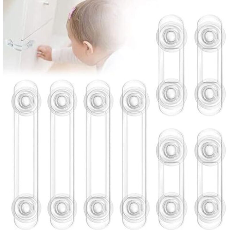 Csparkv - Cerradura de seguridad para puerta de armario para niños, 8 unidades, ajustable, para cocina, cajón de nevera, inodoro