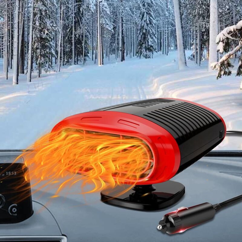 CSPARKV Chauffage de Voiture 12 Volt Chauffage Portable 12V 150 W et dégivreur, 2 en 1 Chauffage Rapide de Pare-Brise de Voiture avec Allume-Cigare