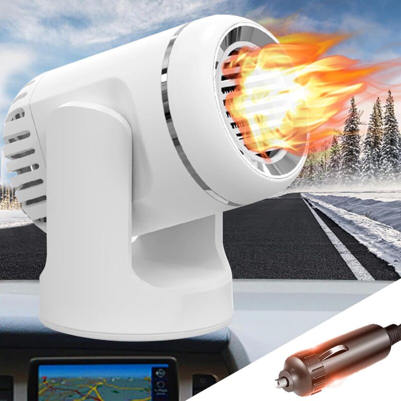 CSPARKV Chauffage de Voiture, 12V120w Chauffe Voiture Portable Dégivrant, Ventilateur Véhicule Camion Dégivrant avec 2 en 1 Fonction Chauffage et