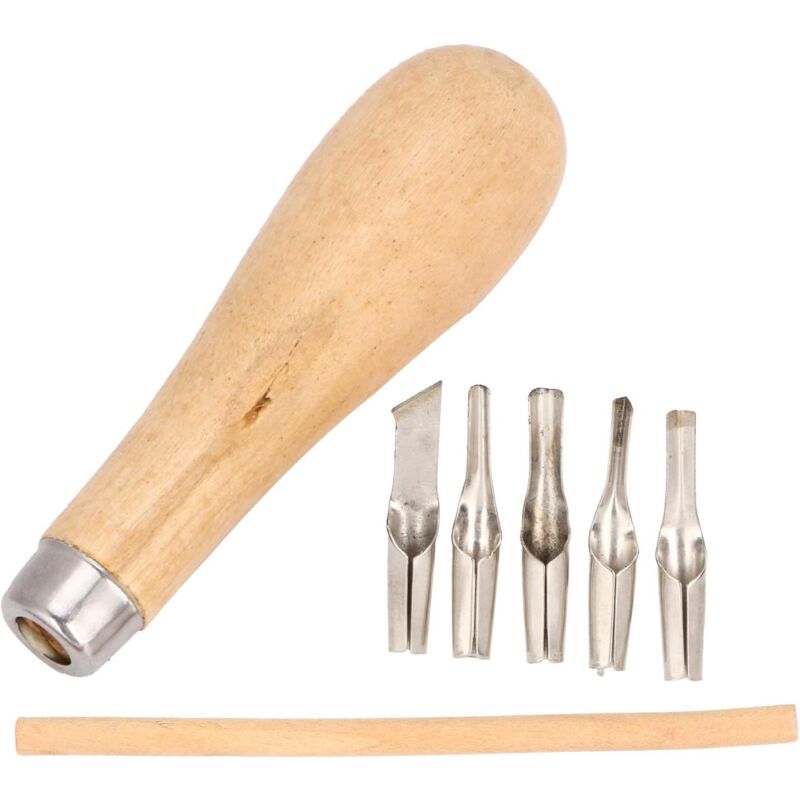 Csparkv - Cinceles de madera para madera, herramienta 5 en 1 para tallar madera, cuchillo pelador con 5 hojas de repuesto y mango de madera, juego de