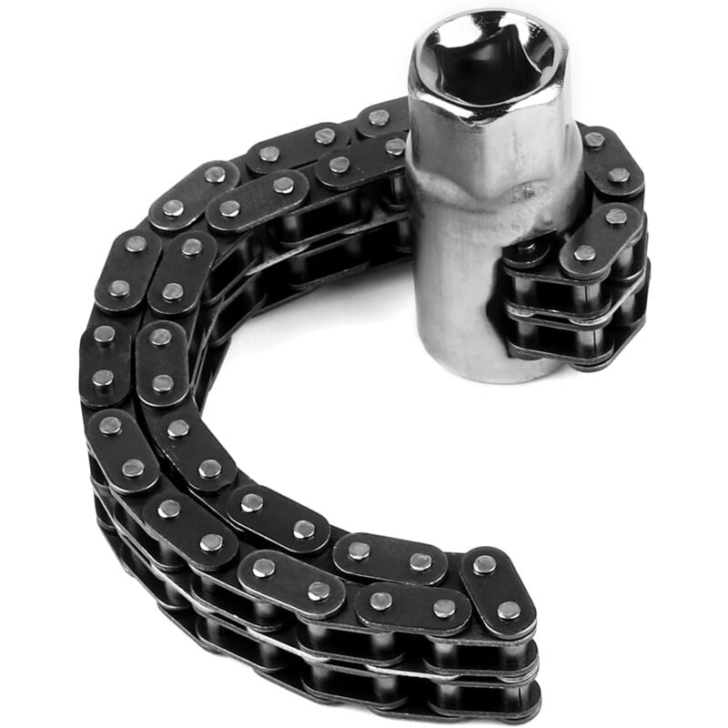 Csparkv - Clé de 12cm pour filtre à huile à chaîne, clé de 44 maillons de chaîne double, clé universelle pour filtre à huile à chaîne, universels