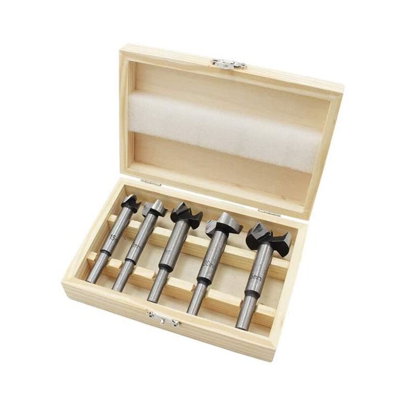 Csparkv - Coffret de 5 Mèches à Façonner pour Bois Diamètres 15/20/25/30/35 mm - Forets Fraises Acier pour Faire des Trous Propres à Fond Plat Dans