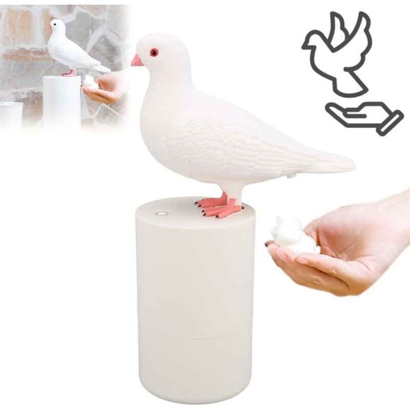 Distributeur de Savon Automatique en Forme de Pigeon, Distributeur de Savon sans pour Salle de Bain, Joli Distributeur de Savon électrique en Mousse