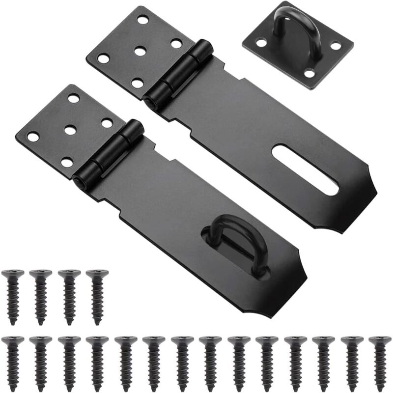 Csparkv - Door Hasp Padlock, 2pcs Exterior Door Latch Clasp, 5 Inch Stainless Steel Exterior Door Lock Hasp with Screws for Closet Garage Door Lock