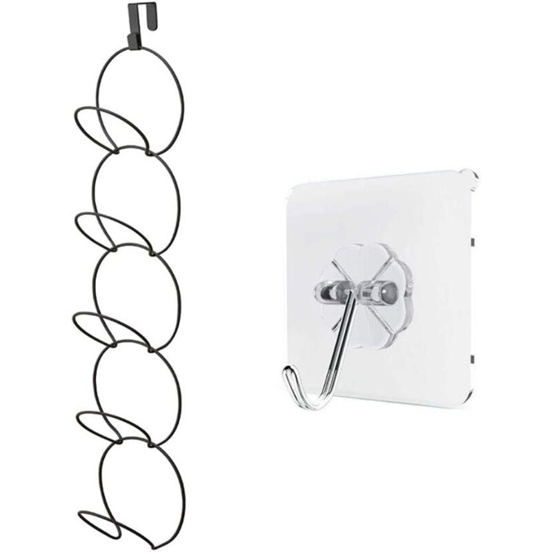 Door Hook Black Metal Cap Storage Rack with Adhesive Hook for Wall Mount, Baseball Cap Hanger Hook - Csparkv