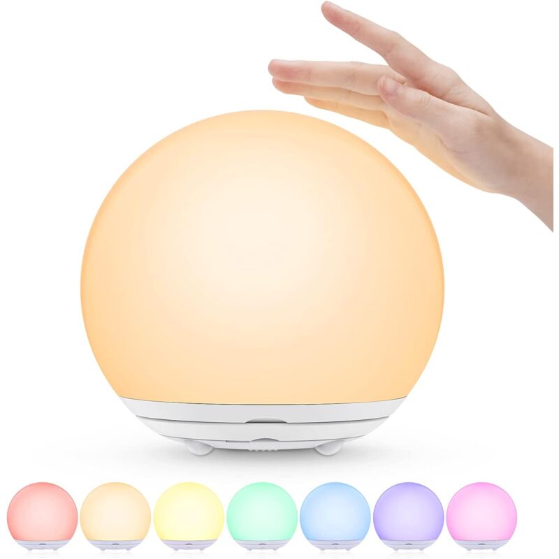Csparkv - Enfant,Lampe de Chevet Rechargeable USB,Veilleuse Bébé avec Lumière Chaude Dimmable Progressive&Lumière de 7 Couleurs,Tactile&Interrupteur